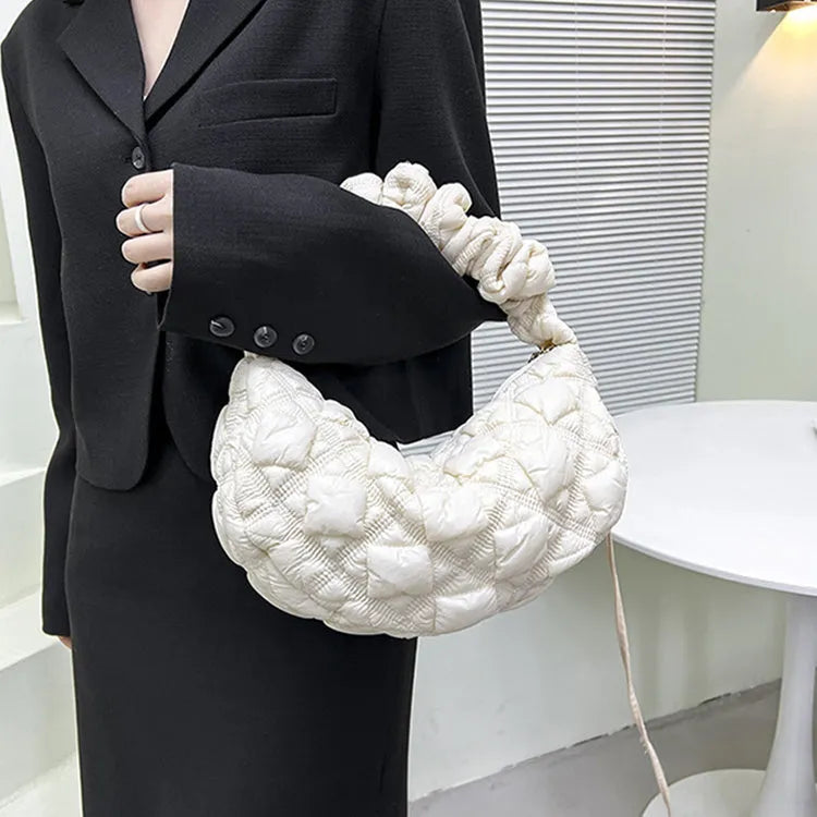 Women's casual nylon shoulder messenger bag in a solid colour with adjustable strap.