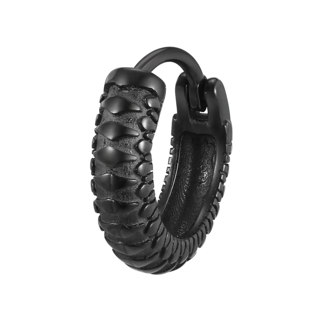 Stainless steel snake pattern hip hop earrings in black or gold colour options