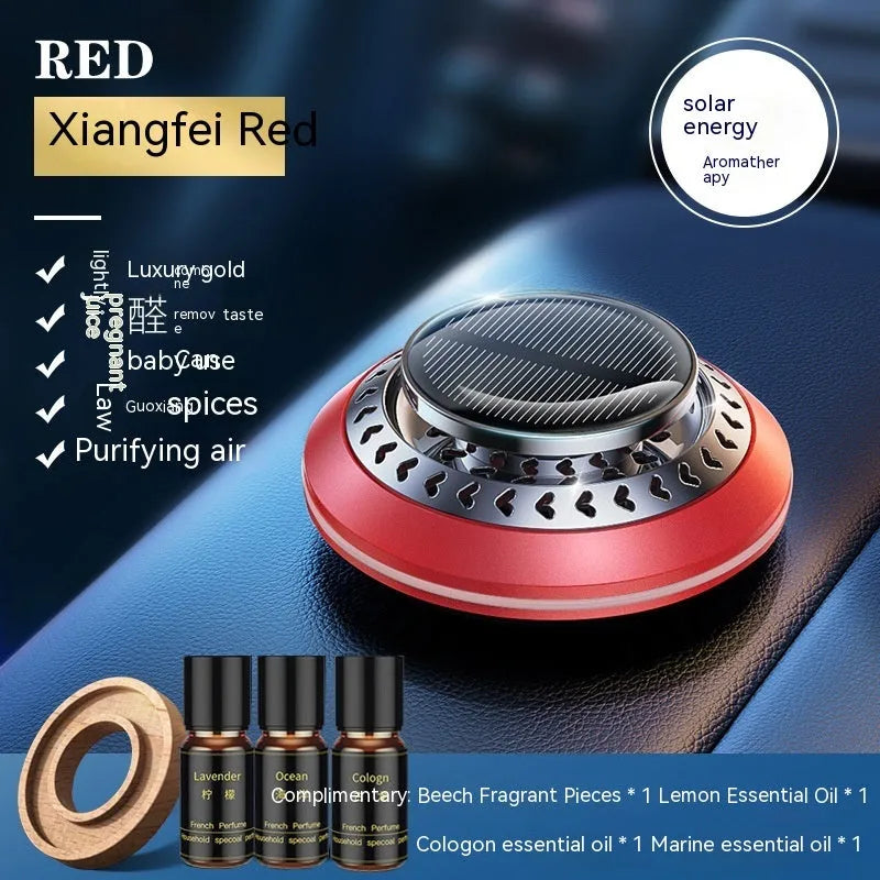 Solar car air freshener with aluminium alloy body and built-in fan for odour removal