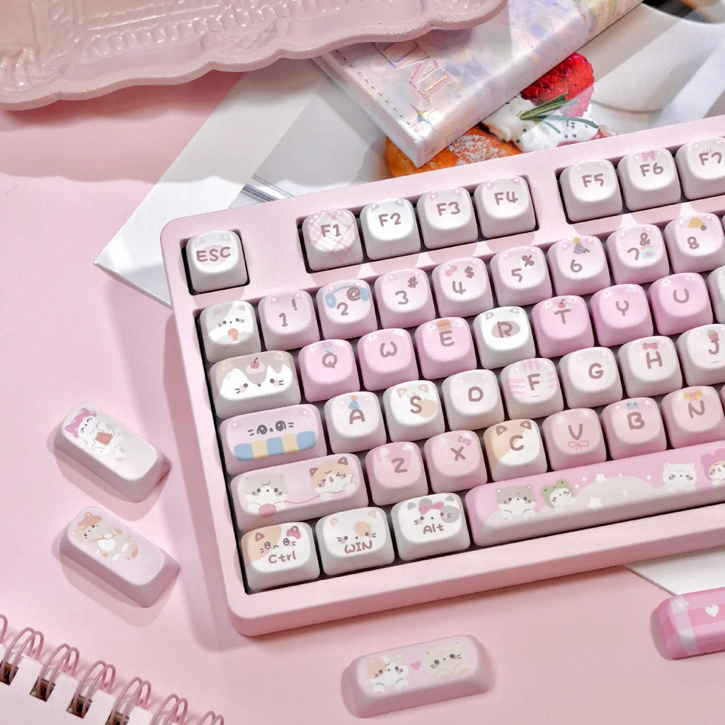 Pink MOA height mechanical keyboard key caps with cartoon design sublimation printing on all five sides