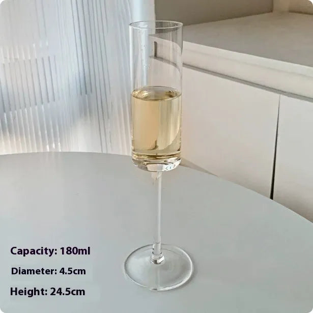 French champagne glass goblet or flute in clear glass, one of seven style variations