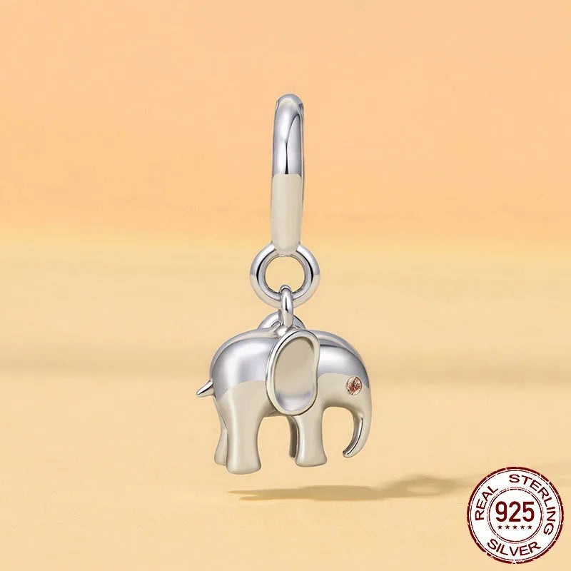 S925 sterling silver elephant pendant with opening and closing buckle, 2.1cm by 1.0cm, 0.45cm aperture