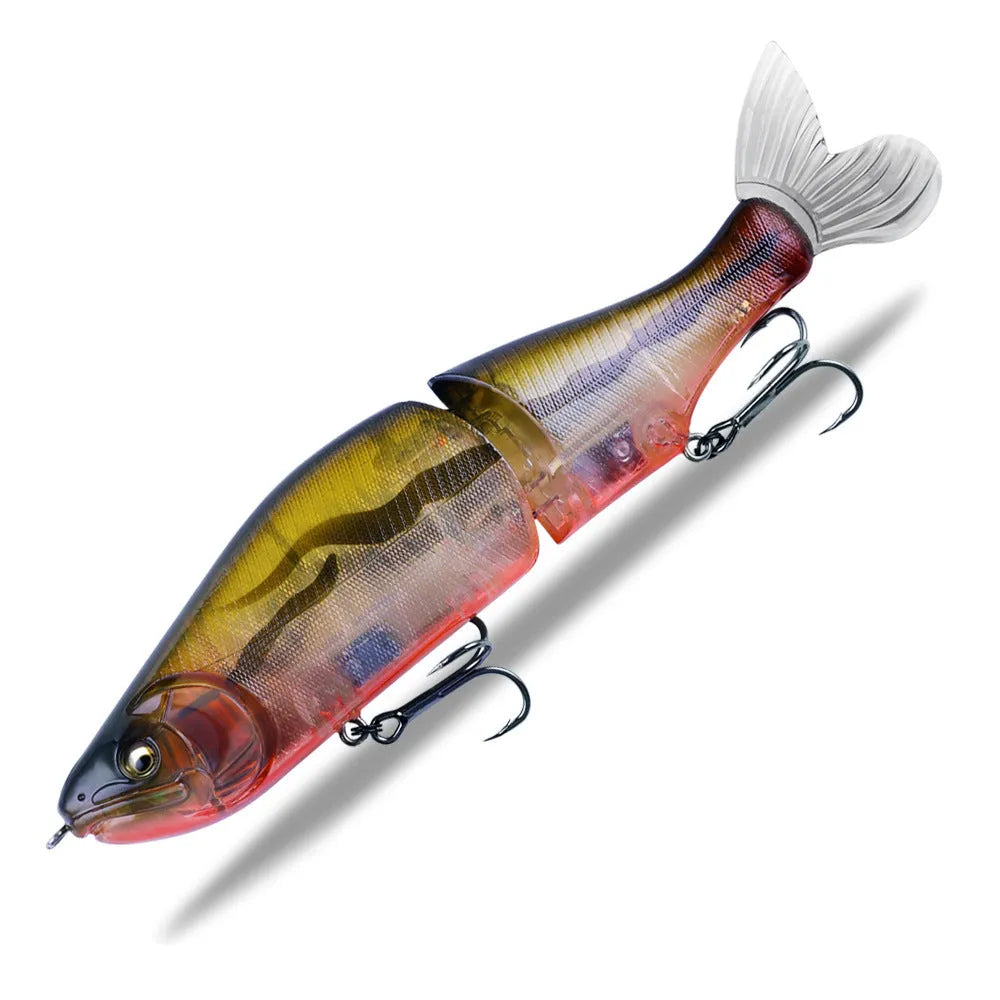 185mm plastic swimming fishing lure for bass on a blue background.
