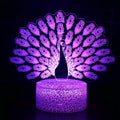 Colourful 3D acrylic USB table lamp with touch control on a small ABS base.
