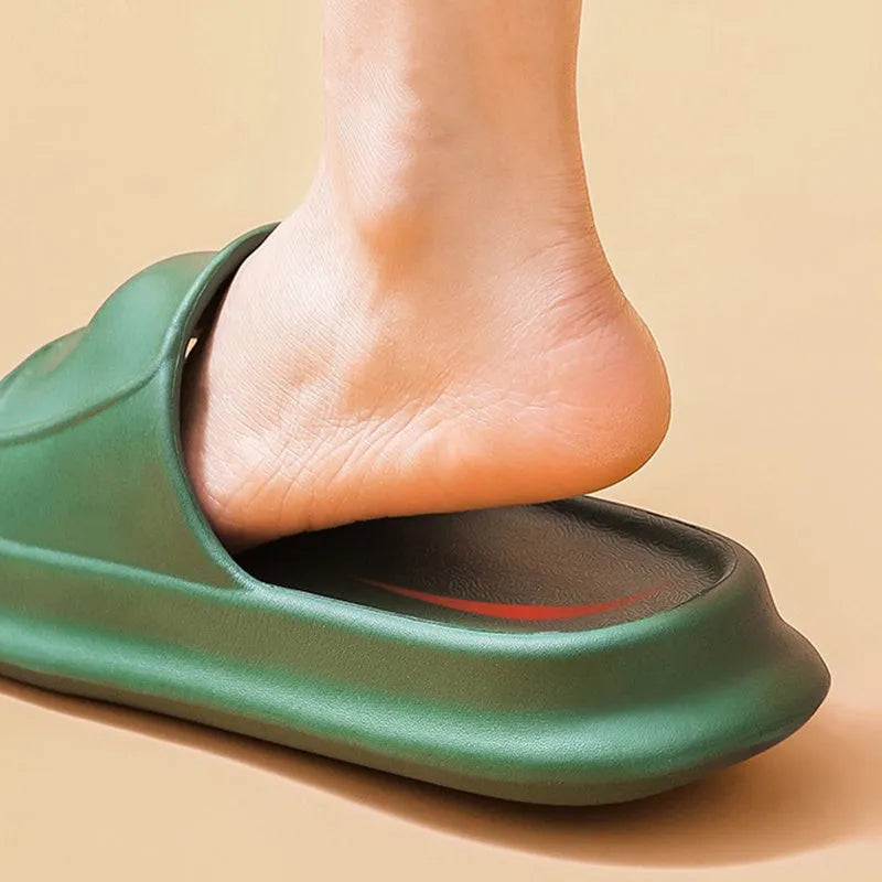 EVA flip-flop slippers with a non-slip sole pattern, shown in multiple colours including black, pink, and white.