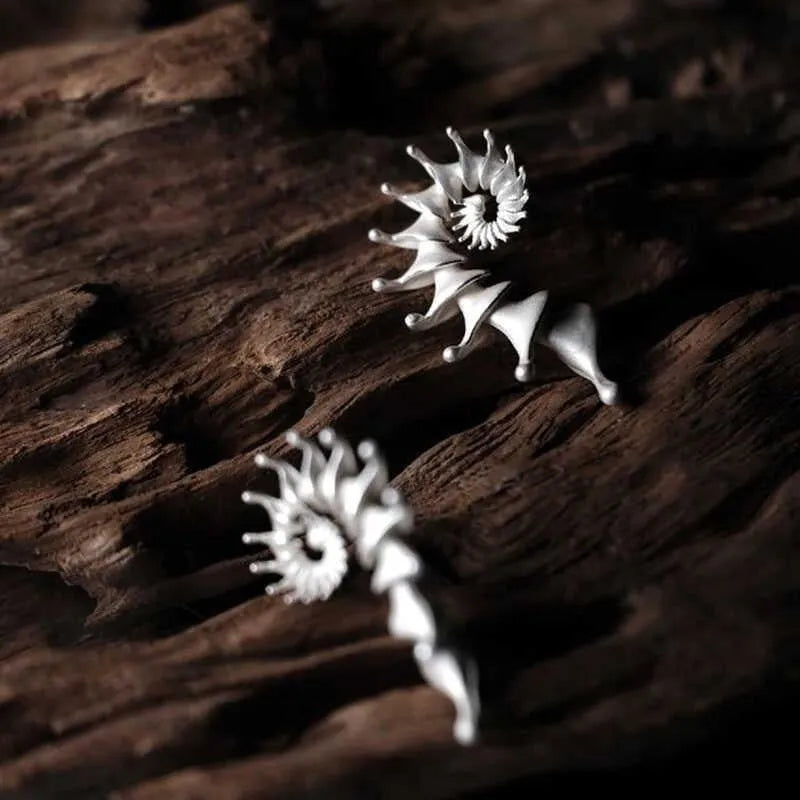 Alloy conch stud earrings with three-dimensional irregular design and matte electroplated finish