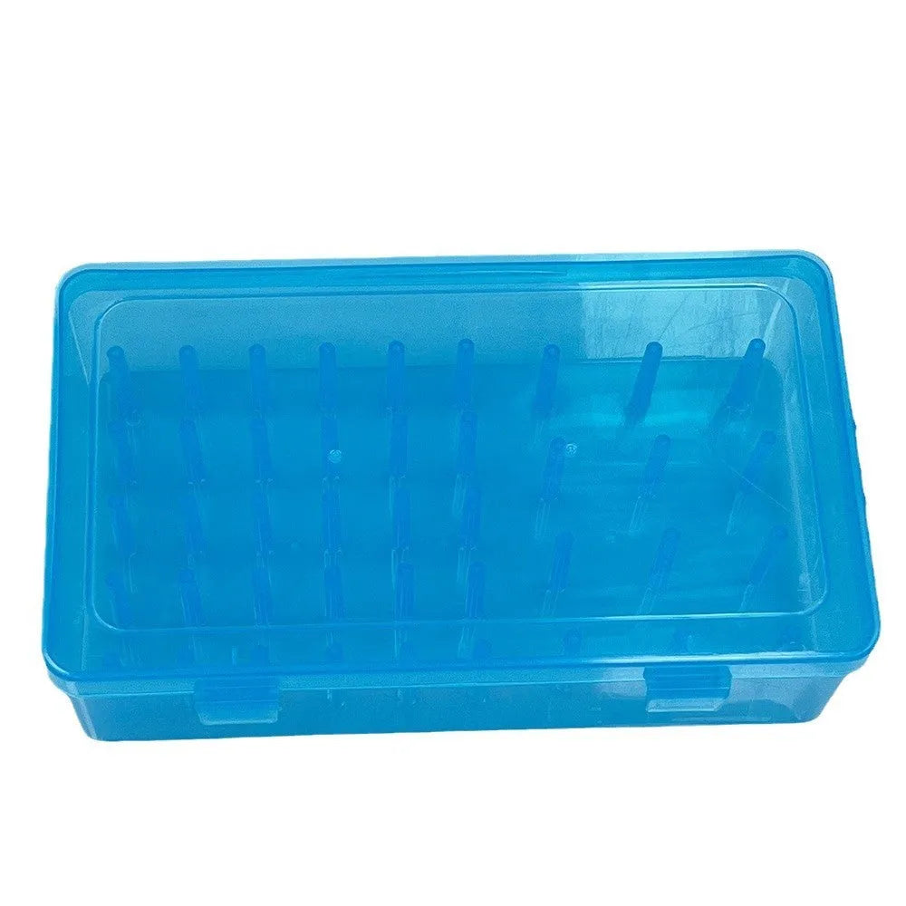 42 compartment plastic embroidery thread storage box organiser with dividers in transparent pink blue colours