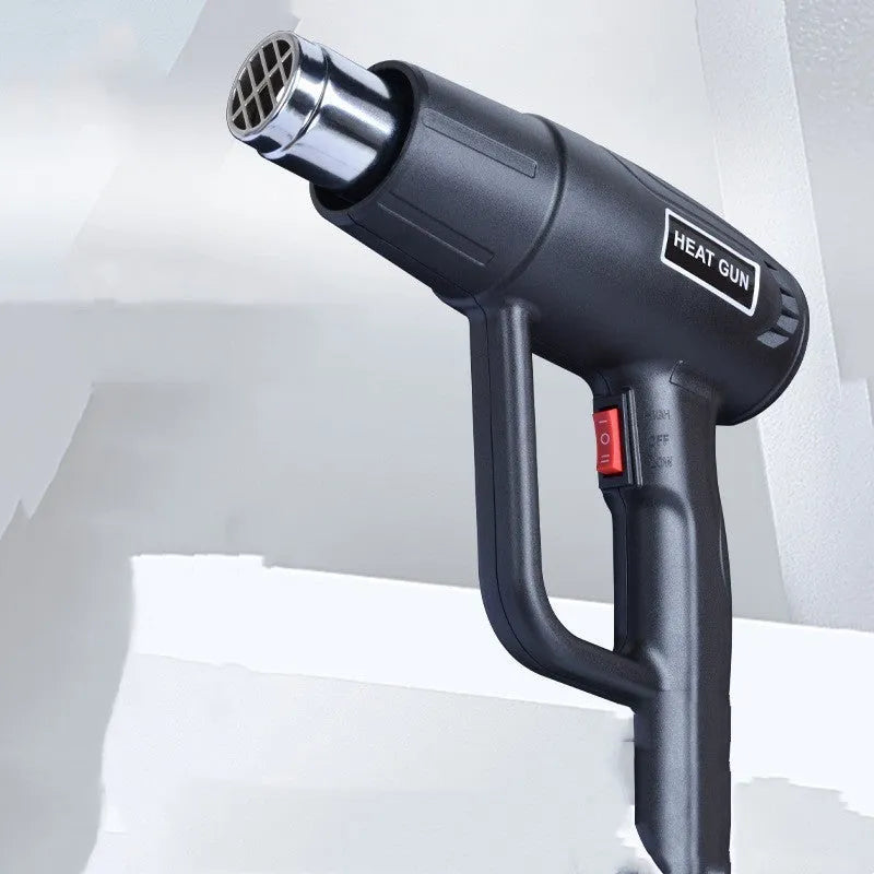2000W industrial hot air gun with black thermal insulation shell and grid-type air outlet for heat shrinking