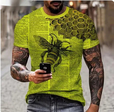 Men's grey t-shirt with a fierce 3D lion head graphic print on the front.