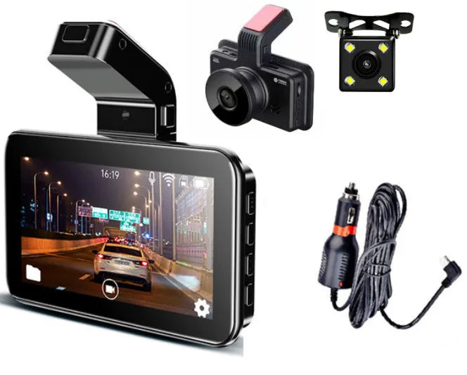 3-inch car DVR camera with dual lens system for front and rear vehicle recording