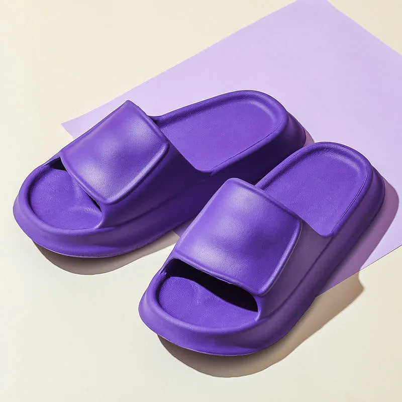 EVA flip-flop slippers with a non-slip sole pattern, shown in multiple colours including black, pink, and white.