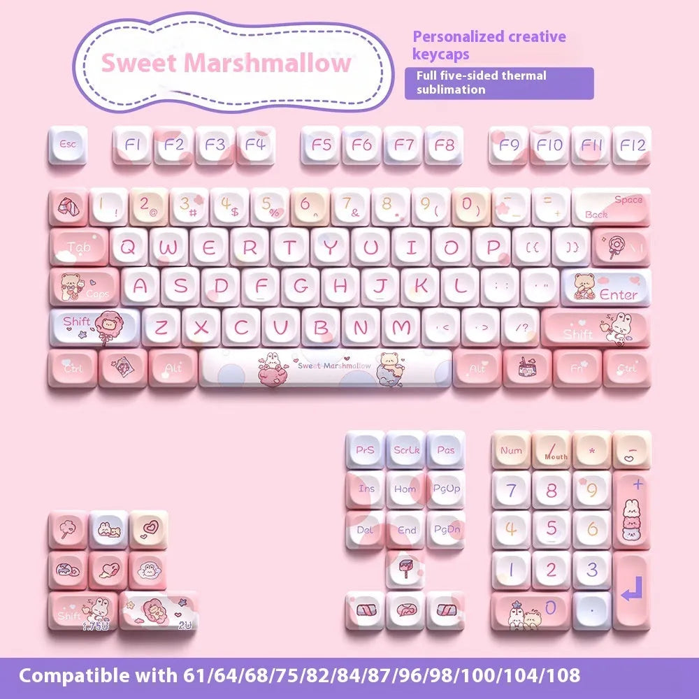 Sweet Cotton Candy colour mechanical keyboard keycap set showing 112 or 120 key options