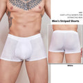 Men's thin transparent striped underwear in black, white and dark grey free size options
