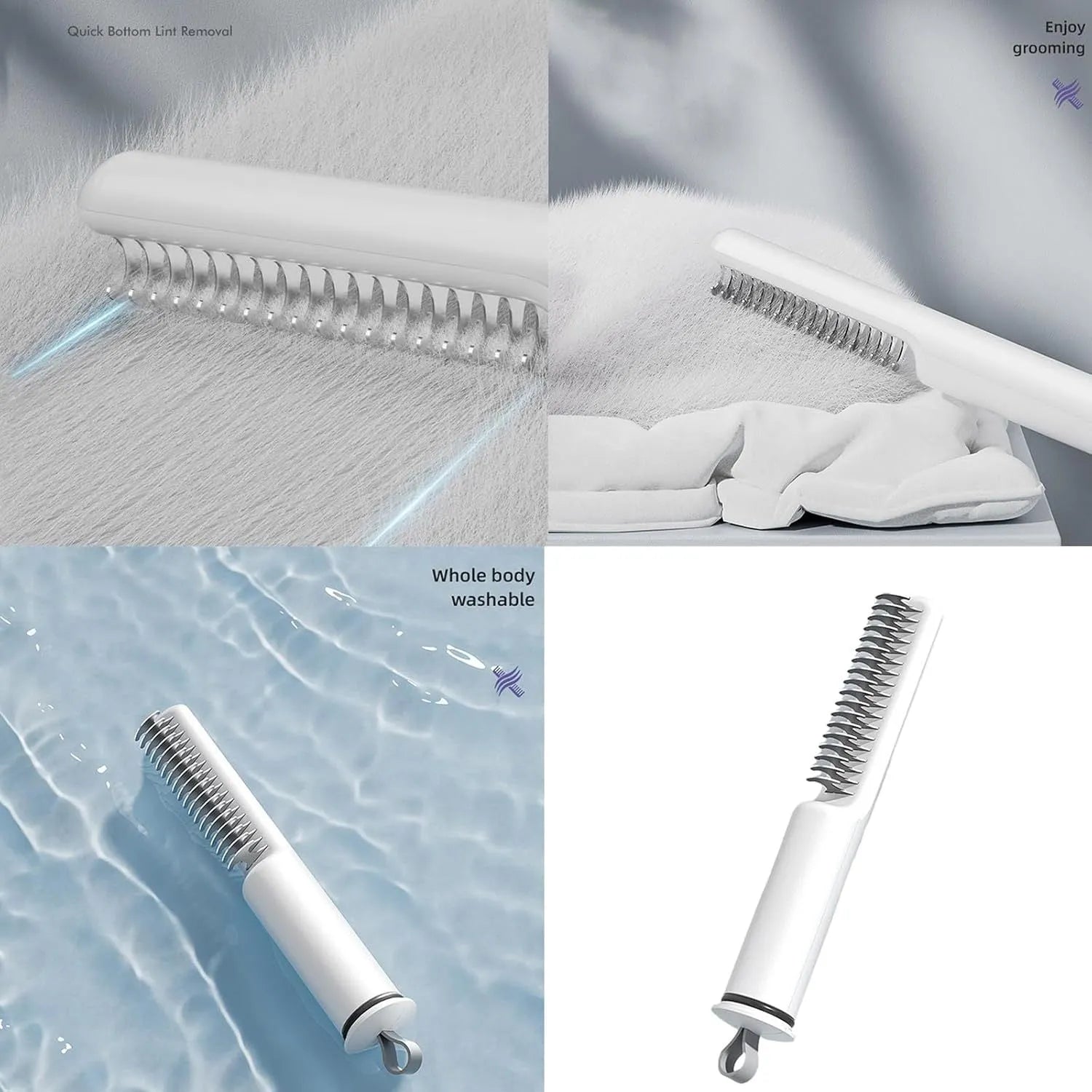 Stainless steel dematting comb for dogs with a user-friendly handle on a pink background.