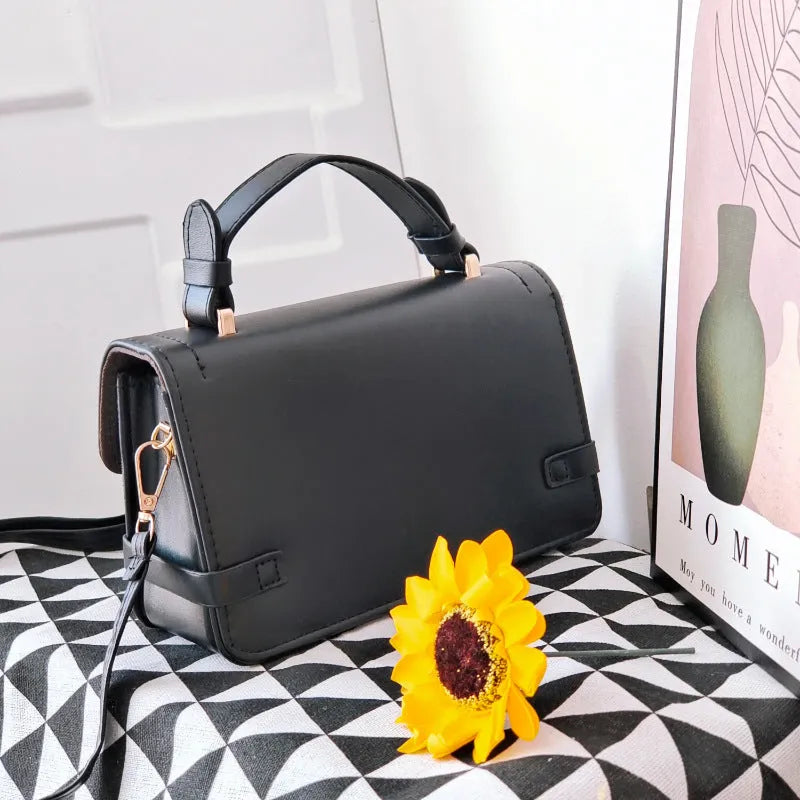 Retro square pattern crossbody bag in apricot colour with ethnic stitching and flower decoration