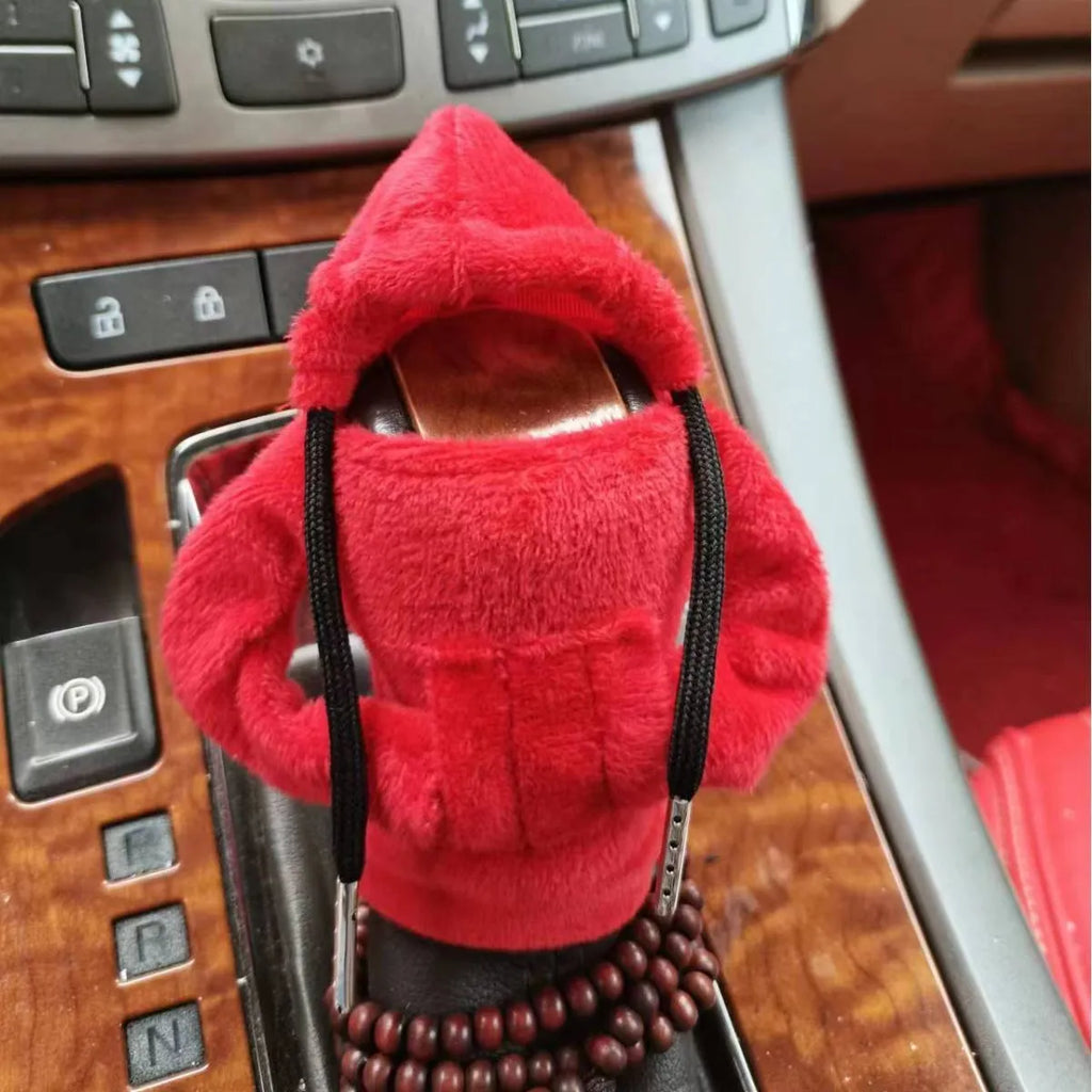 Dutch velvet car gear handle sleeve in multiple colours covering a manual handbrake lever.