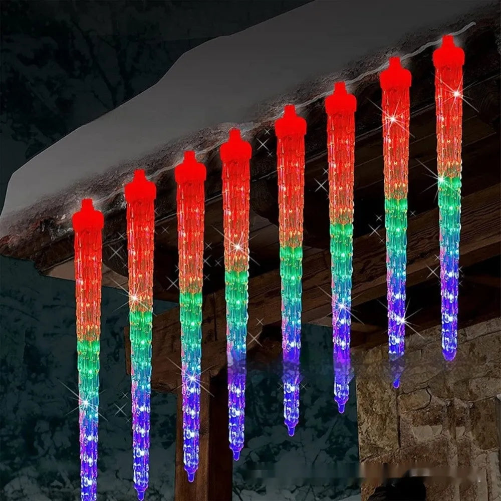 LED ice cone meteor shower solar Christmas lamp with flower-shaped 30cm plastic strands