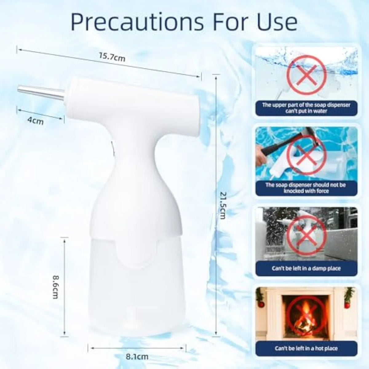 White electric foam soap dispenser for pet baths and household cleaning with rechargeable battery