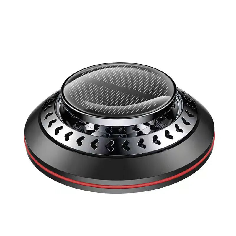 Solar car air freshener with aluminium alloy body and built-in fan for odour removal