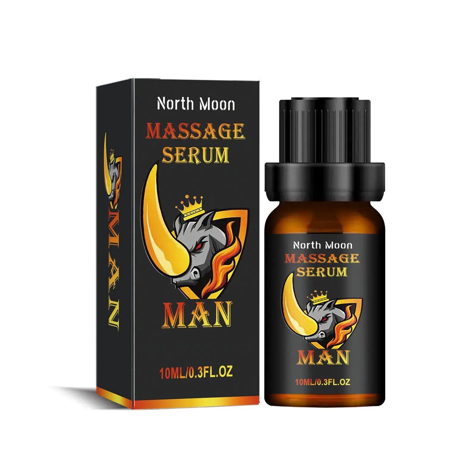 10ml bottle of men's body care essential oil with ginger and vitamin E for external massage.