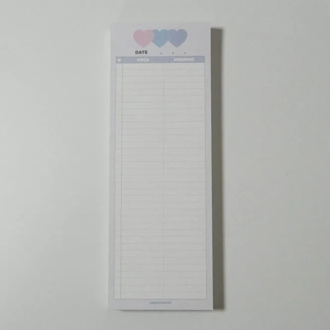 Vertical format notepad with blue cover showing B5 half dimensions and double-sided printing capability