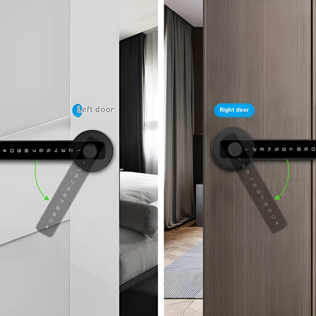 Black smart door lock with spherical handle for indoor wooden doors featuring fingerprint and remote unlock functions