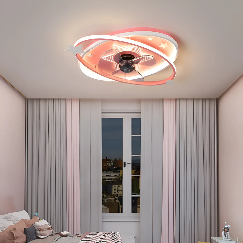 Modern blue children's bedroom chandelier with acrylic shades and remote control