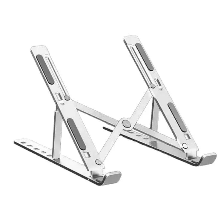Aluminium folding laptop stand with silicone padding in black colour
