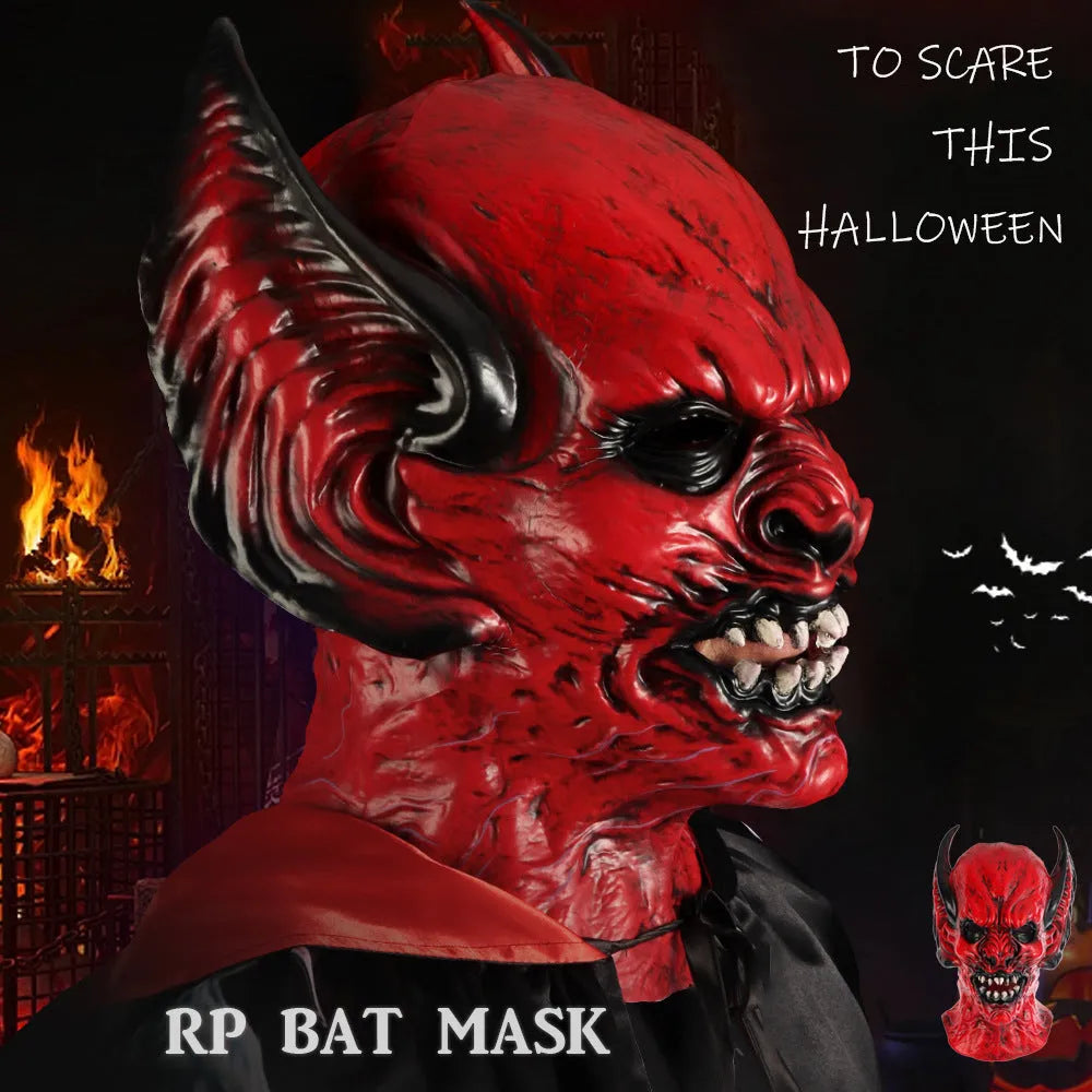 Red bat head cover costume mask made from RP foam for adult Halloween and Christmas dress-up