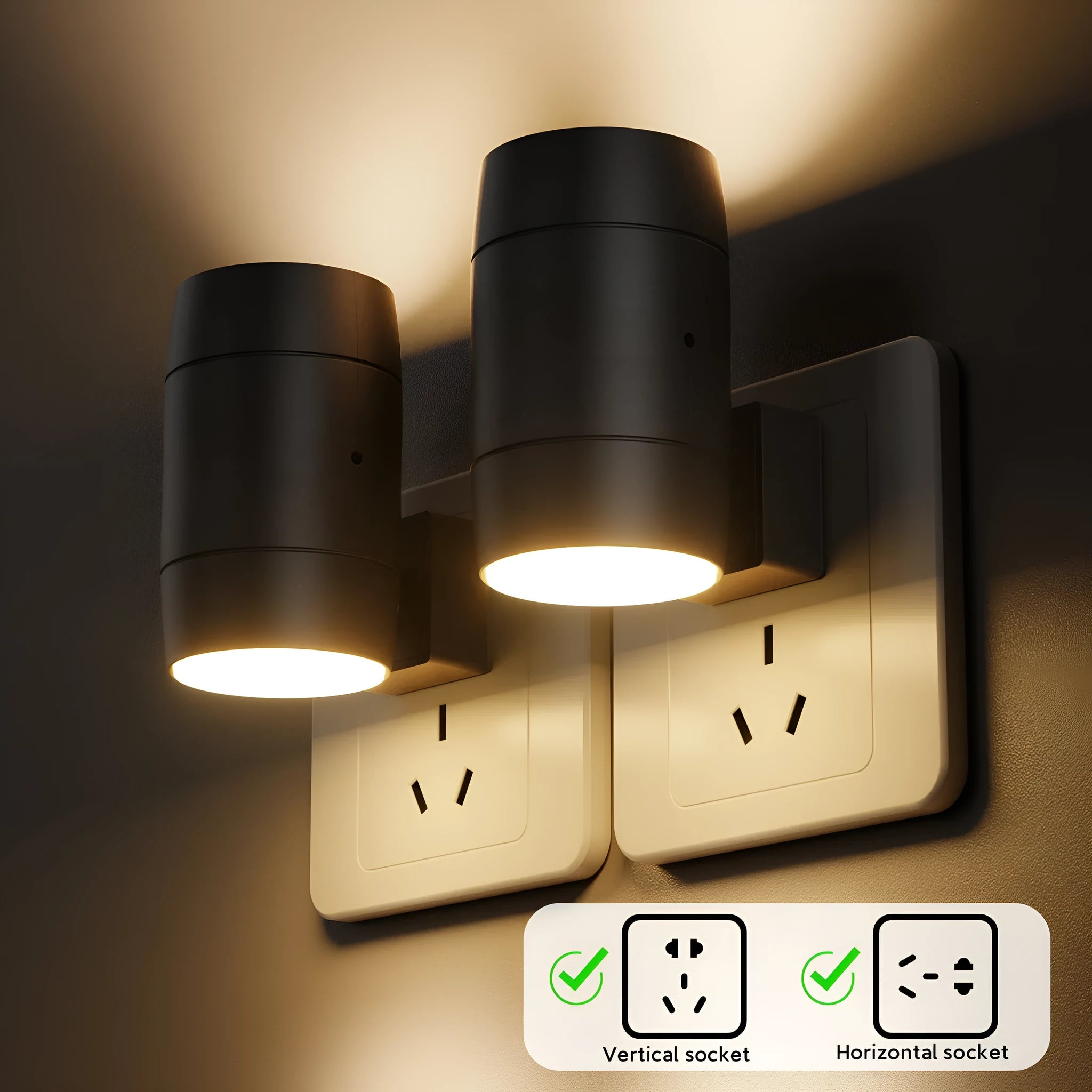Small white induction night lamp with direct plug and adjustable rotatable head