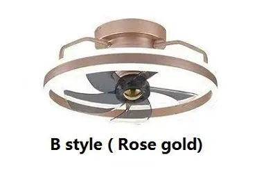 Modern simple style ceiling fan with integrated light, 500mm diameter with PC blades and acrylic shade.