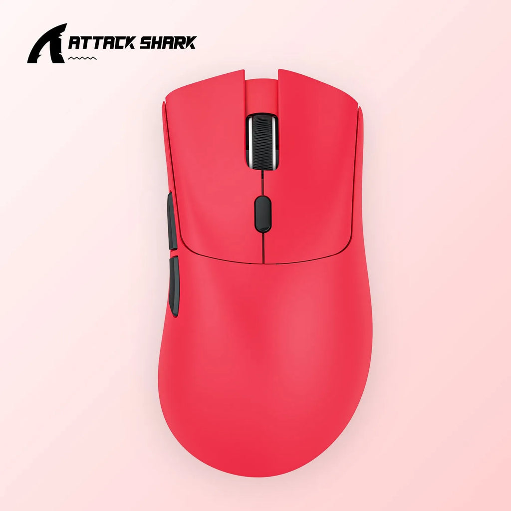 Attack Shark wireless Bluetooth mouse in black, white and red colours with three connection modes