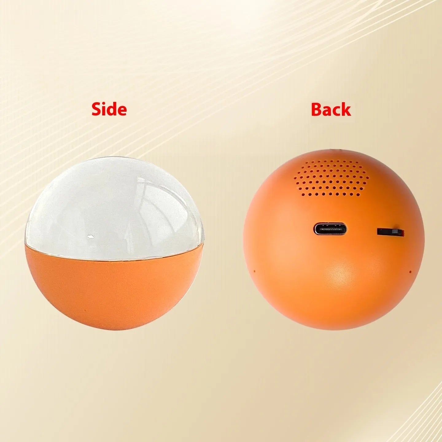 A small round-screen electronic video player in various colours, showing a video on its display.