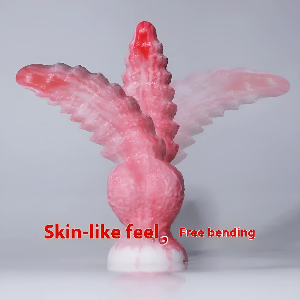 Pink platinum silicone women's masturbation device with shaped penis design