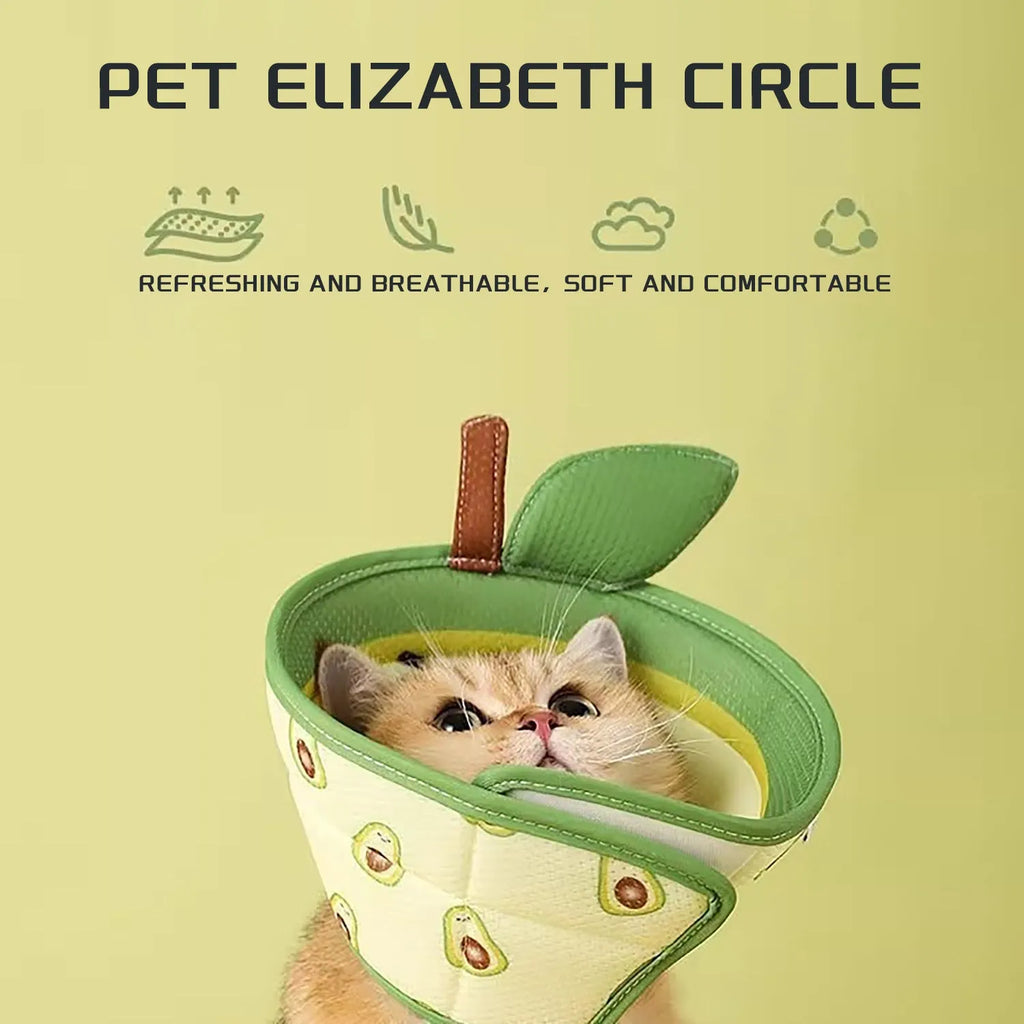 Soft adjustable cat cone collar for postoperative recovery with folding edges