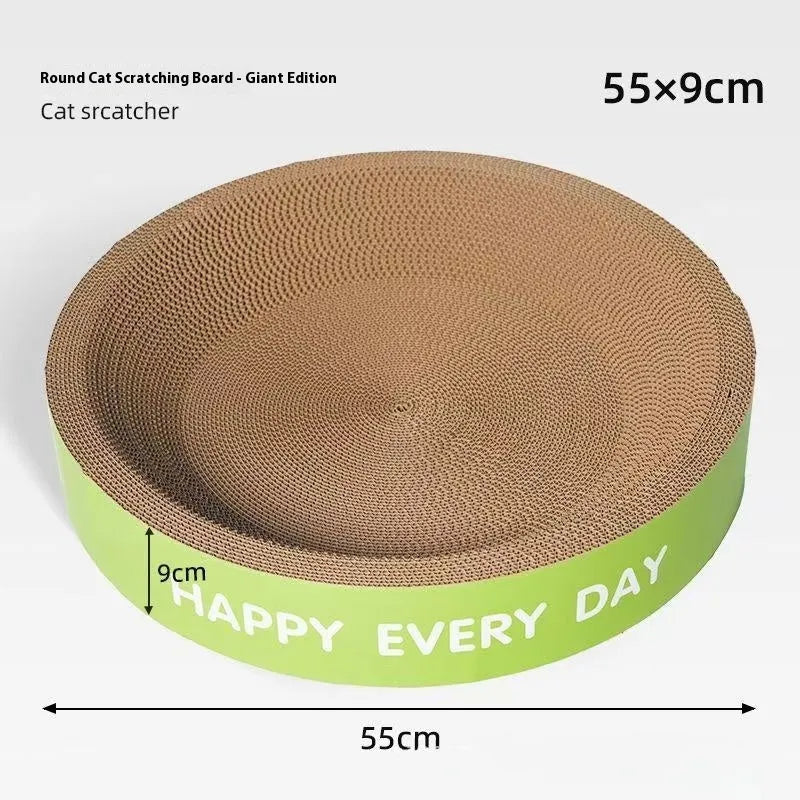 Green round corrugated cardboard cat scratching nest measuring 50cm diameter with 55cm height