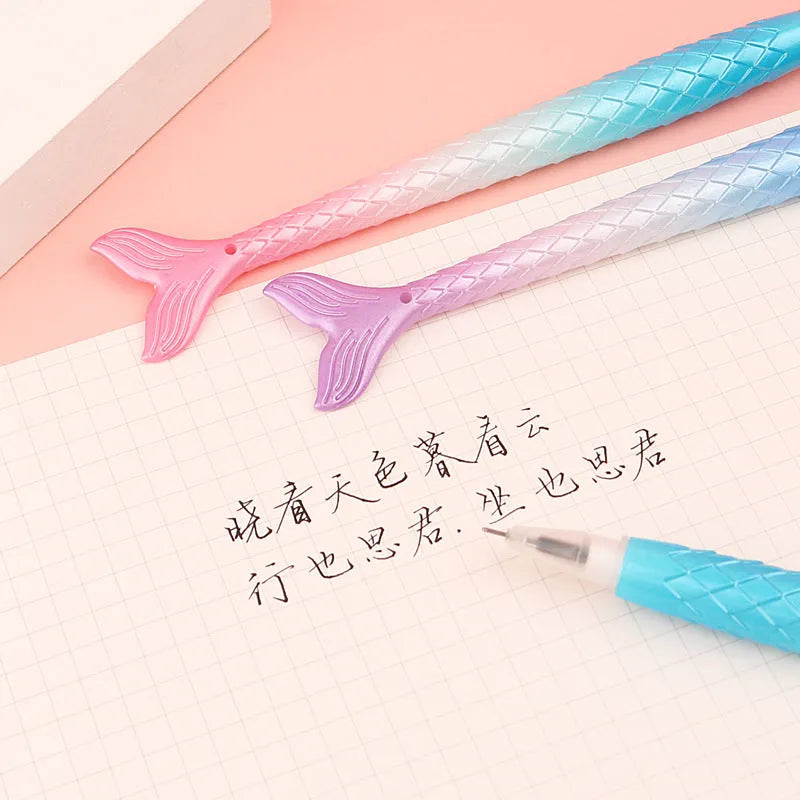 Mermaid cartoon design gel pen with 0.38mm needle-point tip on plastic casing