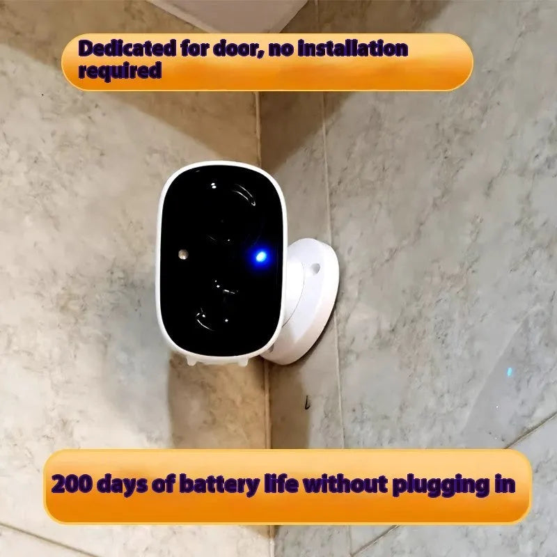 Battery-powered wireless surveillance camera with Wi-Fi connectivity and plug-in installation design