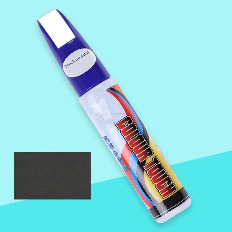 Automotive paint repair pen kit with touch-up paint, rubbing compound, sponge applicator, and sandpaper for car scratch repair
