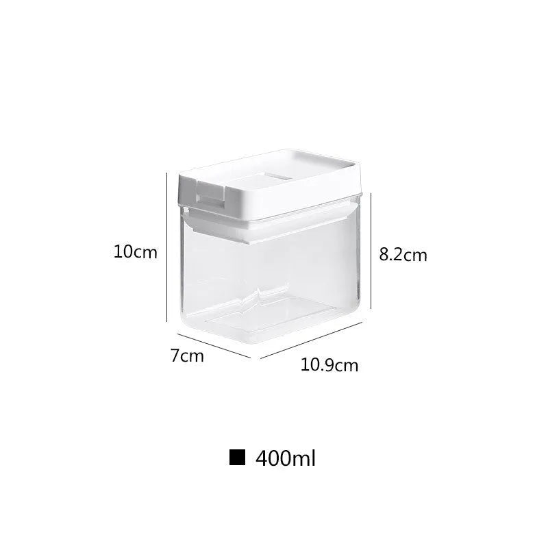 Transparent plastic storage tank for whole grains with 400ml capacity and Japanese design