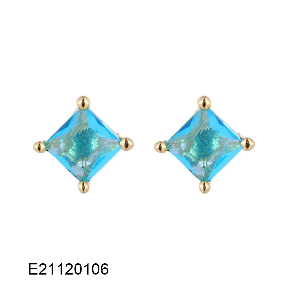Gold-plated drop-shaped zircon earrings in candy colours with pear-shaped outline