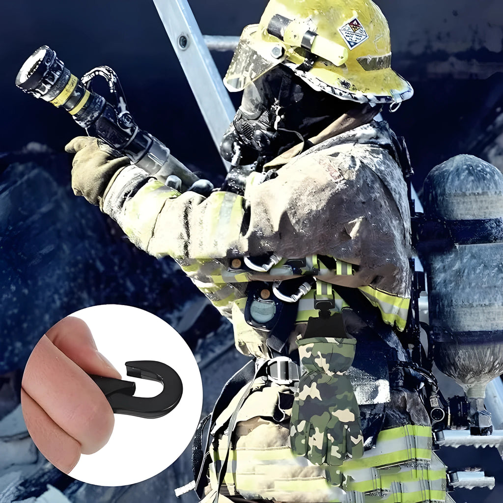 Fluorescent green fireman gloves safety clamp with reflective metal buckle and nylon lining