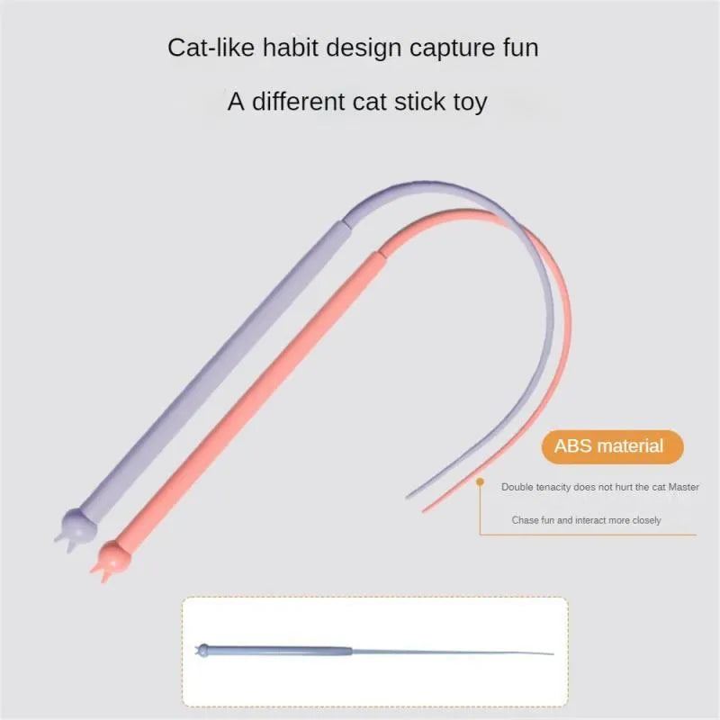 Blue silicone mouse tail cat teaser toy with cat head design measuring 80cm length