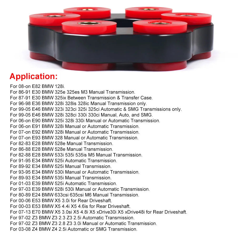 Red polyurethane aluminium BMW drive shaft connecting plate bracket for E-series vehicles