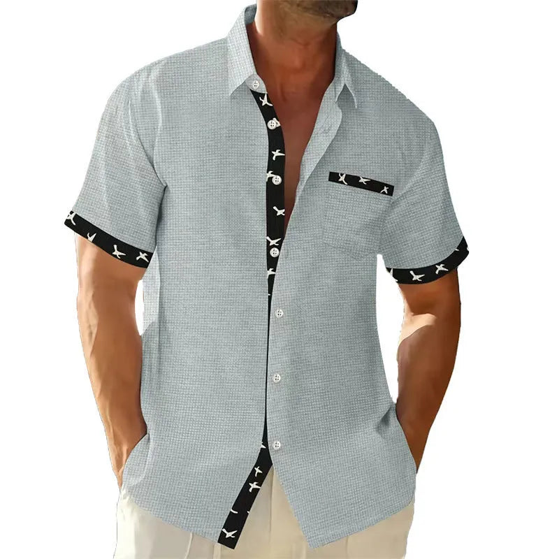 Men's loose casual floral print T-shirt shirt in black, polyester fibre, sizes S to XXXL