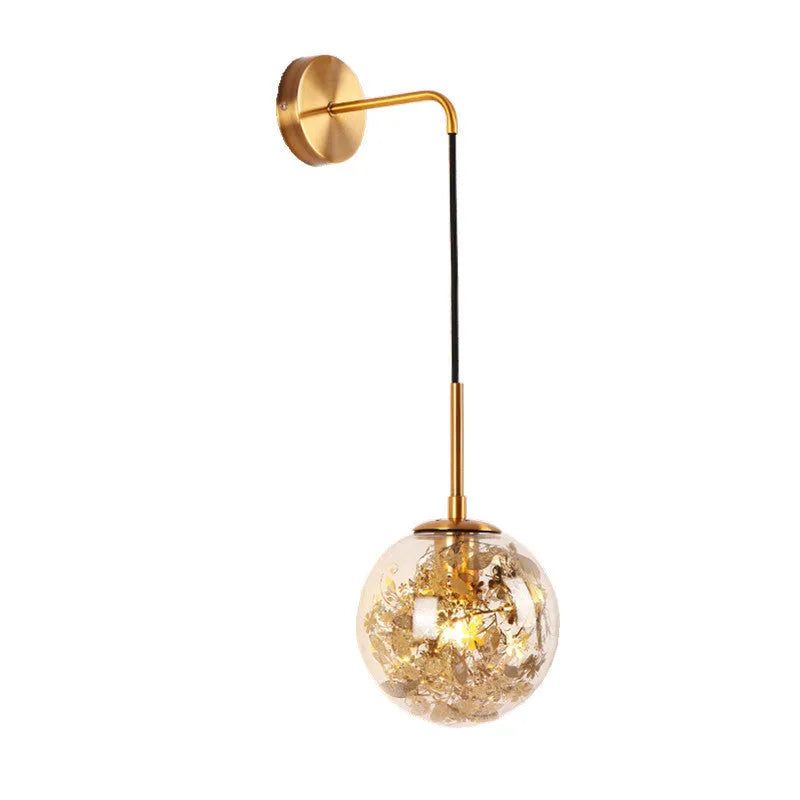 Modern glass wall-mounted bedside lamp in silver or gold finish