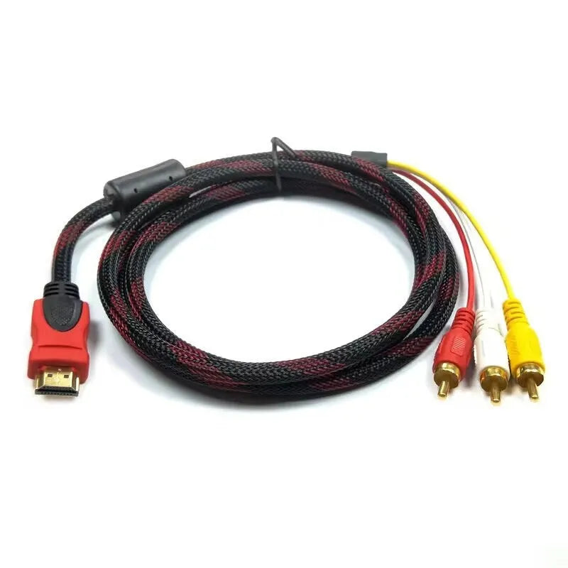 HDMI to AV15 M 1.5 metre conversion wire with alloy connectors for connecting modern devices to legacy composite video equipment