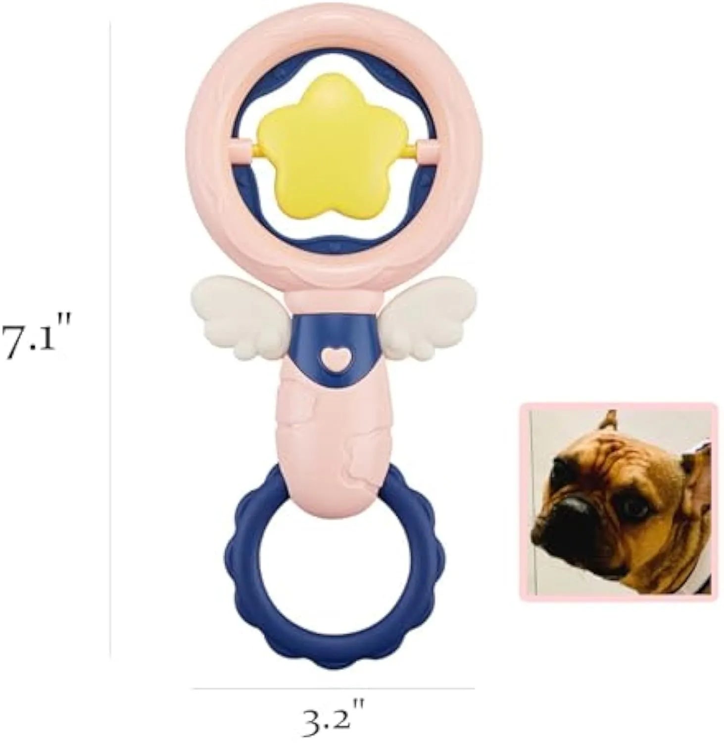 Pink interactive dog toy set with squeaky toys and dental chews for large breeds