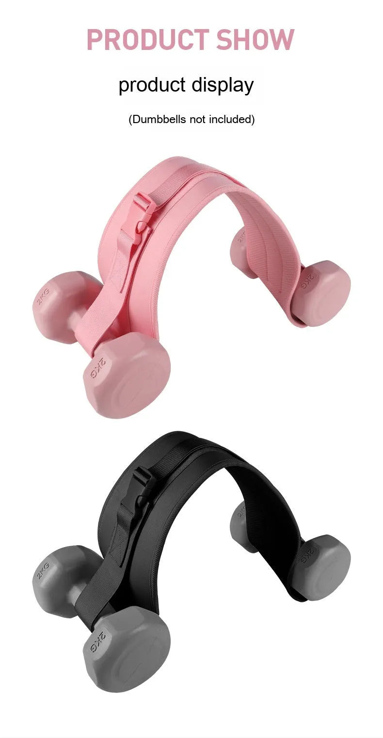 Black or pink fitness auxiliary strap for lumbar support during dumbbell barbell hip bridge exercises.
