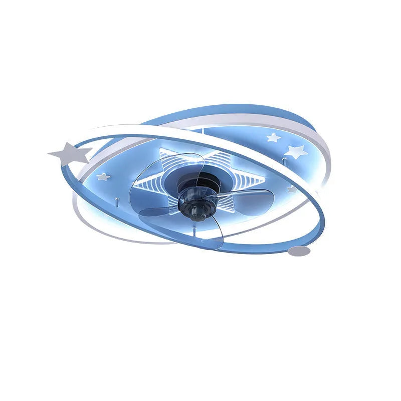 Modern blue children's bedroom chandelier with acrylic shades and remote control